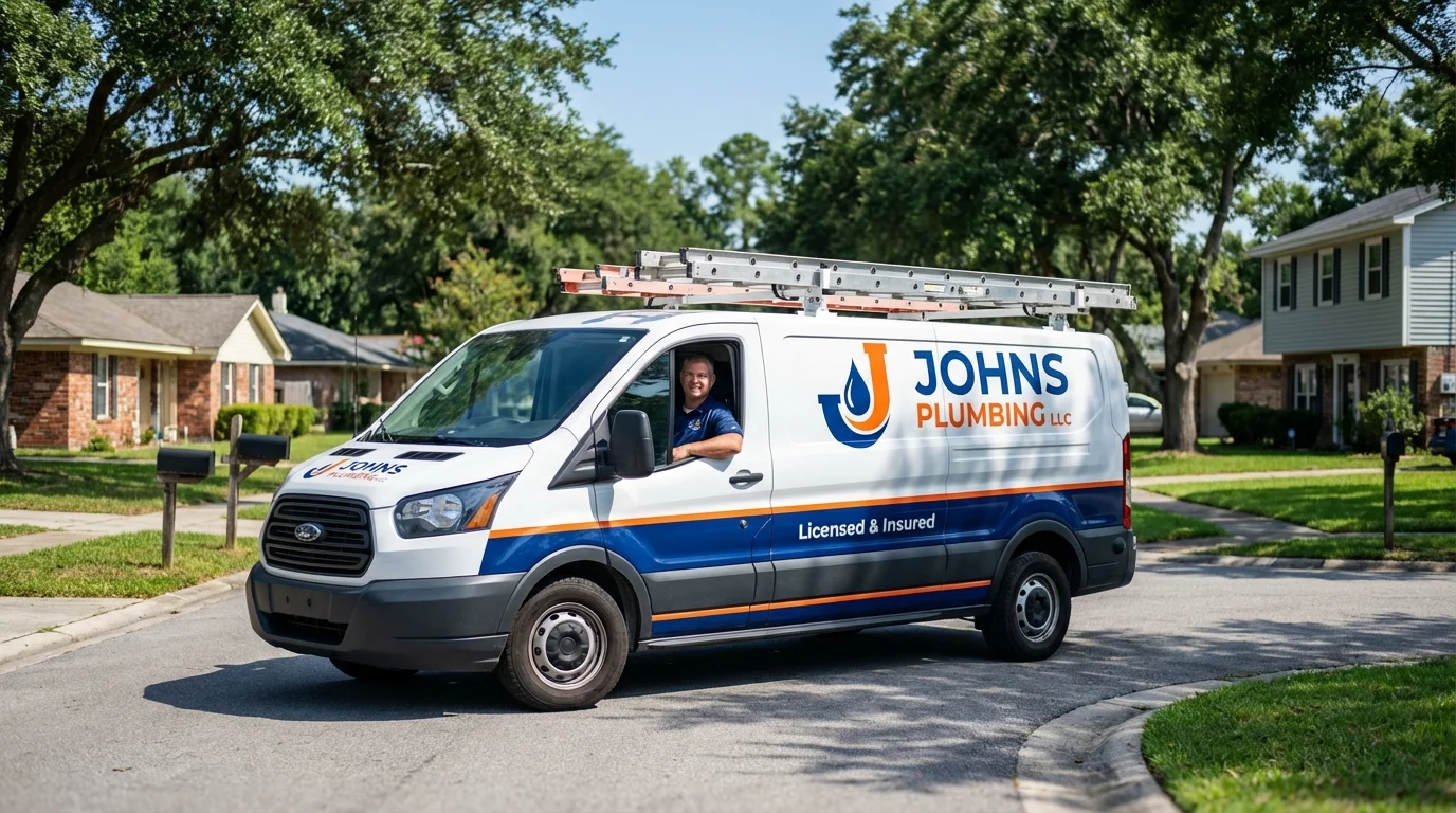 Johns Plumbing LLC service van in Melbourne Beach, FL