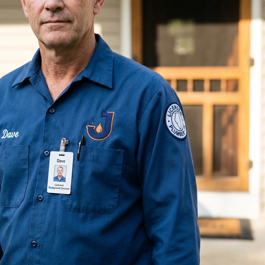 Licensed plumber showing ID badge in Melbourne Beach, FL