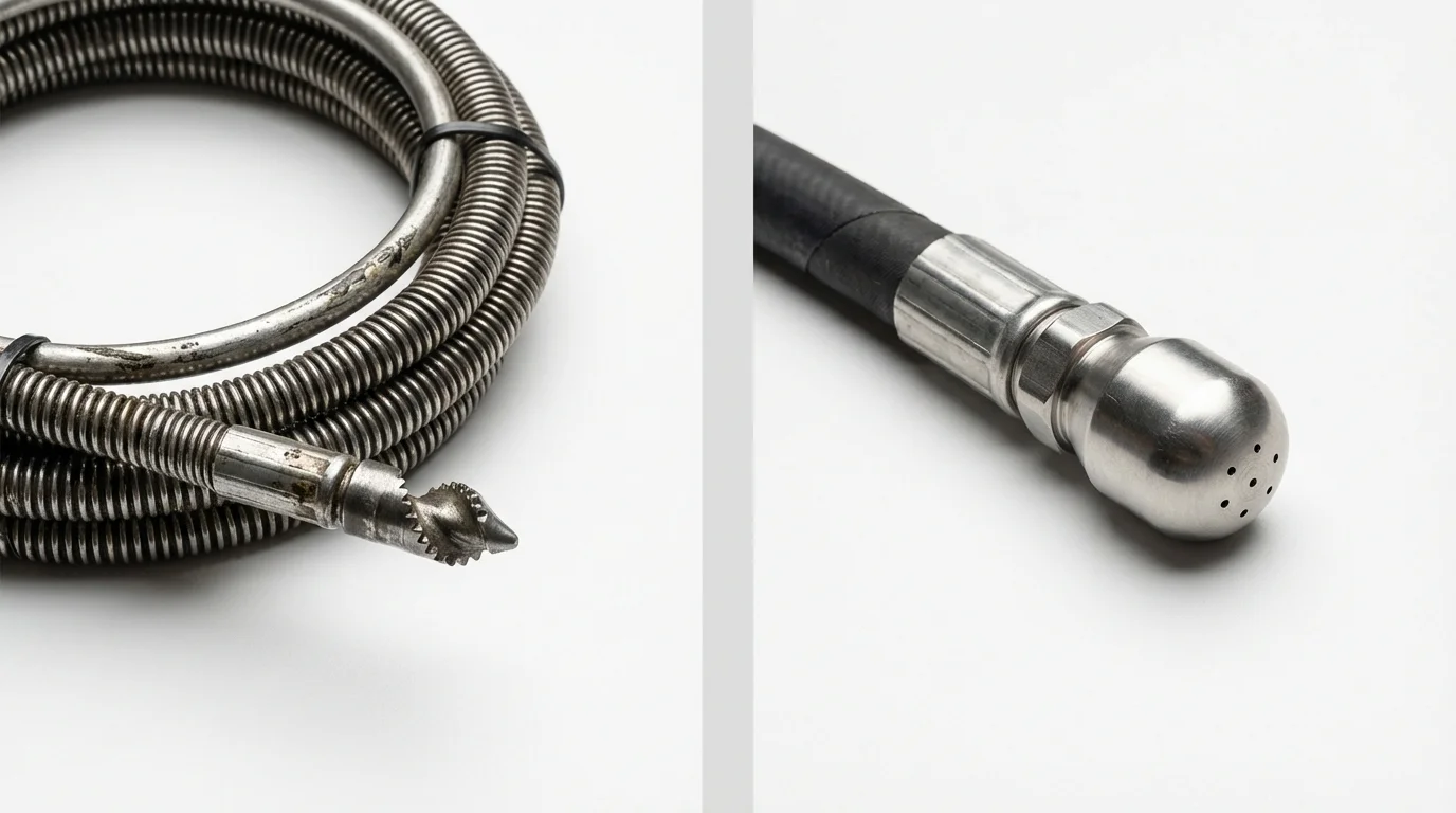 Drain snake cable and hydro jetting nozzle used for drain cleaning in Melbourne Beach, FL