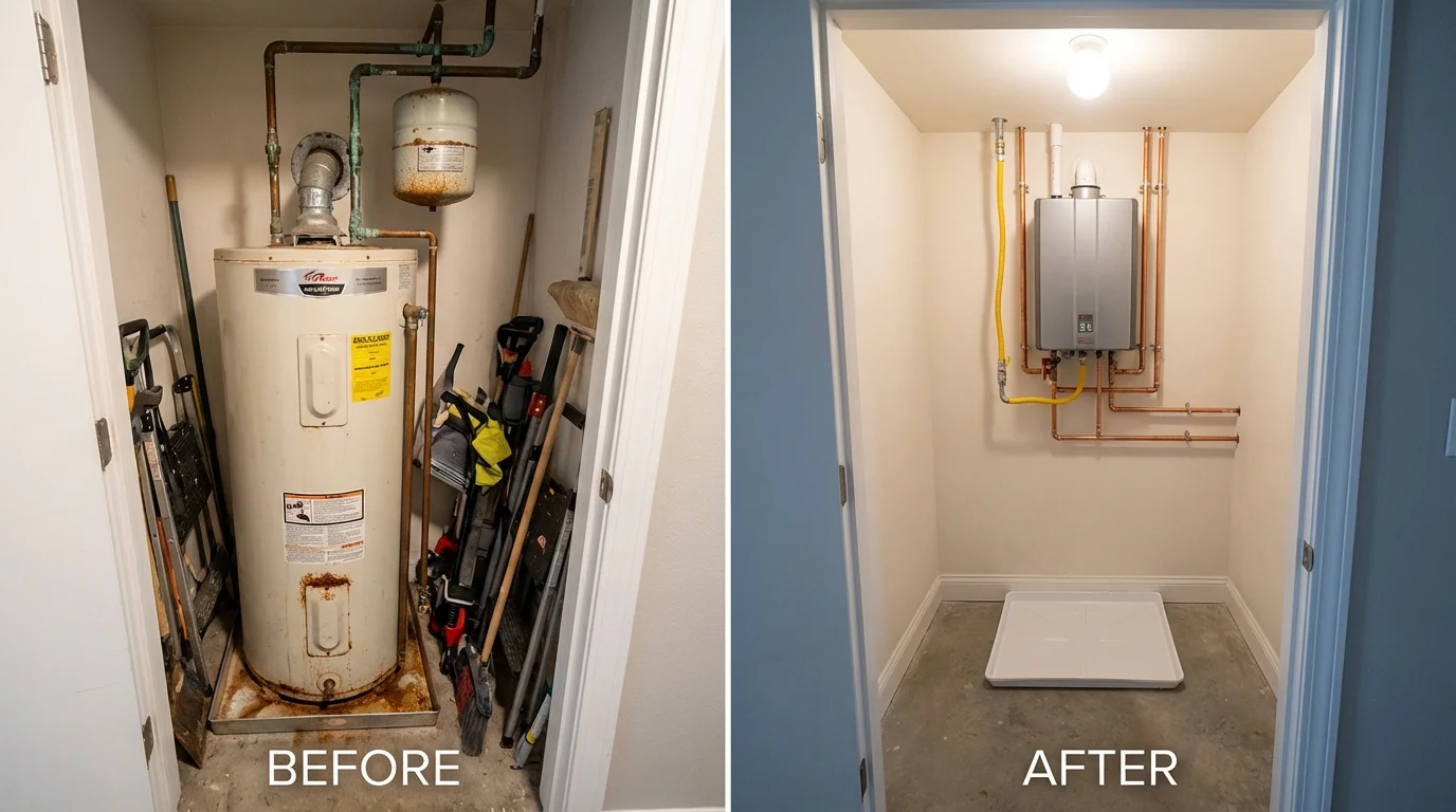 Tank water heater versus wall-mounted tankless unit comparison for Melbourne Beach, FL homeowners