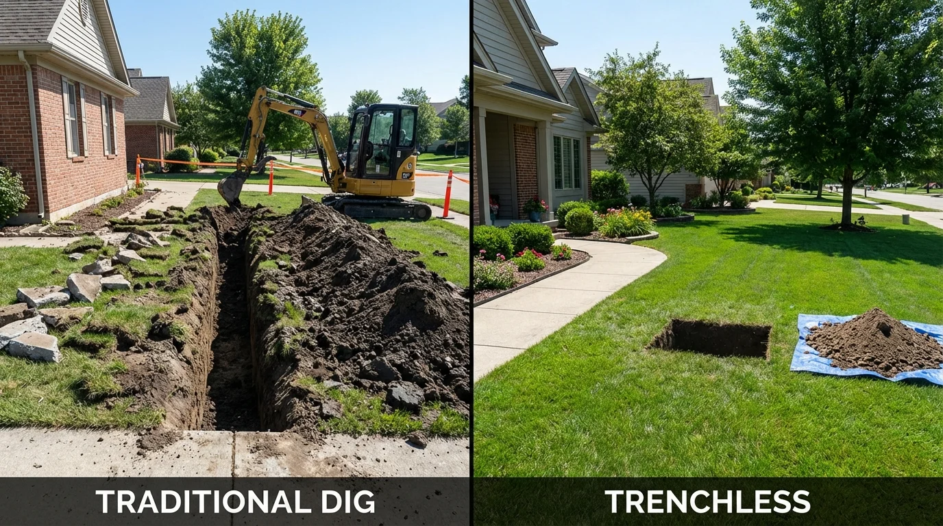 Trenchless sewer repair with minimal yard damage versus traditional excavation in Melbourne Beach, FL
